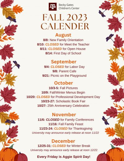 Fall Calendar