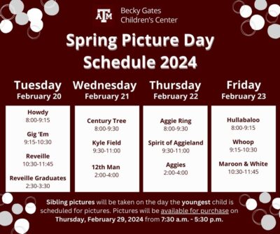 Picture Day Spring 2024 Schedule